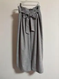 GU ジーユー　ウエストリボンワイドパンツ　グレー　L　きれいめ