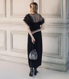 【forksy. 】オケージョン チュールフリル サテンキャミワンピース 結婚式