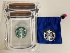 スターバックス ジップバッグ 6枚セット 2019年製　巾着ポーチ　黒猫ビーズ