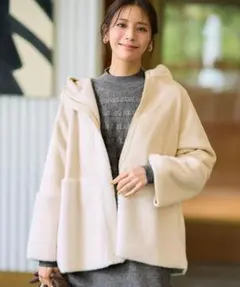 エニィシィス any sis フェイク ムートン コート アウター アイボリー