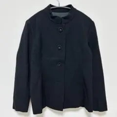 上品 スタンドカラー ウール ジャケット L 冠婚葬祭 フォーマル 黒 ブラック