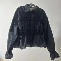 チェックフリルシャツ黒 LAKOLEのサムネイル