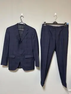 【極美品】 麻布テーラー セットアップ スーツ チェック ネイビー 3釦 紺