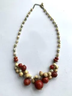 ブラウン ランダム ビーズ ネックレス