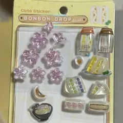 和柄ボンボンドロップシール　たまごサンド・桜・ラーメンおすそ分け