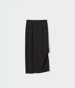 UNIQLO ストレッチダブルフェイスナロースカート　丈標準　黒　ブラック　S
