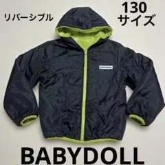 BABYDOLL★リバーシブル・ジャケット・130サイズ・黒×黄緑・フード付き