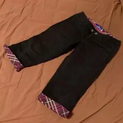 バーバリーブルーレーベル ノバチェック 折り返しクロップドパンツ 紺