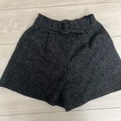 140a.v.vダークグレー あたたかキュロットパンツ ウエストベルト付き