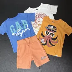 【記名無】GAP ベビーTシャツ 3枚+ショートパンツセット 95