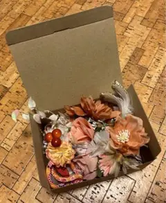 【タイムセール】【オレンジ系】ハンドメイド髪飾り10本セット 成人式や結婚式など