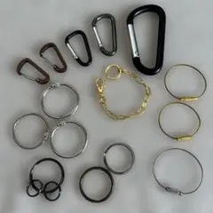 キーホルダー パーツ 各種 15個セット カラビナ キーリング 二重リング