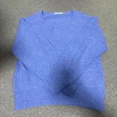 SENSE OF PLACE 青 Vネックセーター Oneサイズ