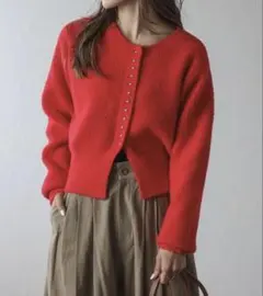 Bonjour Sagan スリットヘムフェザーカーディガン free