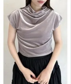 SNIDEL スナイデル ベロア Tシャツ ネイビー SWCT234253のサムネイル