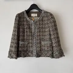 【クリーニング済】BALLSEY ツイード ノーカラージャケット 38のサムネイル