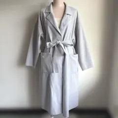 ロングコート ライトグレー ベルト付き Sサイズ