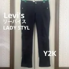 LEVIS ブラックジーンズ　ローライズ　ブラックデニム　ストレートY2K 希少のサムネイル