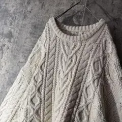 【アイボリー フィッシャーマンアランニット】 ゆるだぼ ケーブル編み セーター