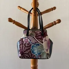 和装用バッグ 花柄 赤紫色