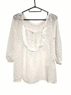 ドットブラウス 白 シャツ レディース