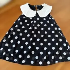 黒白ドット 襟付きフォーマルワンピース