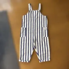 キッズ オーバーオール ストライプ ネイビー　18m-24m