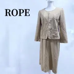 ROPEロペノーカラーボーダージャケットタイトスカートセットアップブラウンのサムネイル