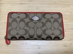 COACH コーチ ジップ アラウンド ウォレット シグネチャー キャンバス