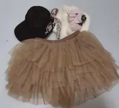 チュールスカート キャップ 帽子 マフラー ハンドメイド 3点セット 120