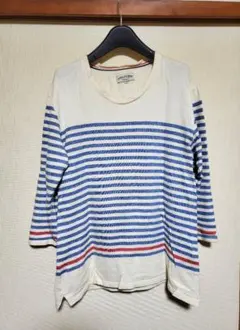 nano universe 薄手スウェット ボーダーカットソー 七分袖