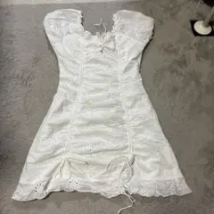 天使コスプレ使用　ホワイト レース ミニワンピース 半袖