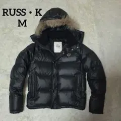 ラスケー RUSS・K ファー付き黒ダウンジャケット ロゴ入り y2k お兄系