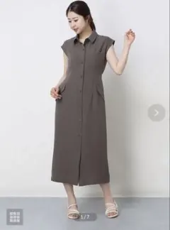 ノースリーブシャツワンピース M ダークブラウン