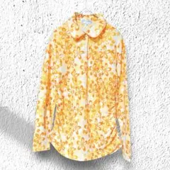 マリクレール　レディースゴルフ　フラワー柄　長袖ポロシャツ　　Mサイズ　G251