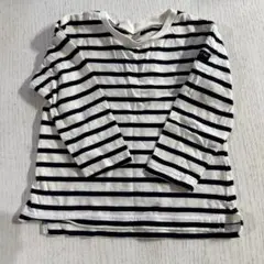 petit main 長袖カットソー 100cm 白黒ストライプ