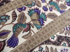 正絹・古布・時代縮緬はぎれ・鳥紋・更紗文様・細工用ちりめん