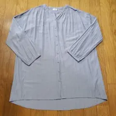 ❤eur3/エウルキューブ❤13号バンドカラーチュニック前開きギャザーブラウス