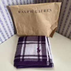 未使用品 RALPH LAUREN タオルハンカチ パープル チェックのサムネイル