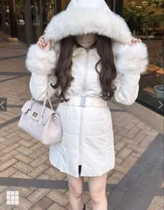 GRL ベルト付きファーダウンコート［kd13］アイボリー