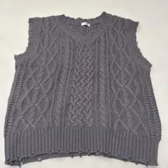 aprèsjourmignon・ケーブル編み ダメージ風ニットベスト・F