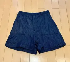 [美品]ダークデニム ワイドショートパンツ
