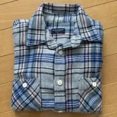 【秋冬】グレー チェックシャツ 長袖 120