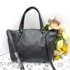 COACH トートバッグ C5690 レザー ブラック シルバー金具 肩掛け 