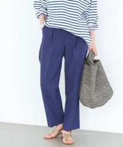 【美品】スピックアンドスパン　タックテーパードパンツ スラックス ジップフライ