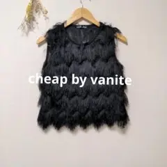 cheap by vanite フリンジ トップス ノースリーブ ブラック