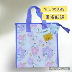 Dパープル16 大きめ スヌーピー保冷保温ミニランチバッグ縦型ファスナー付き