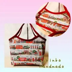 ファスナー付きグラニーバック　ロンドンシーン　ラミネート生地　ハンドメイド