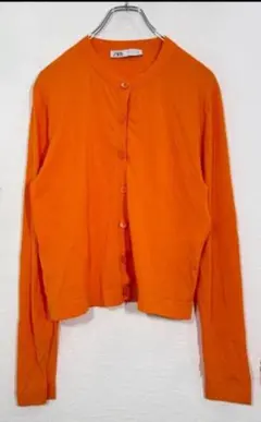 ZARA ザラ クロップド丈カーディガン オレンジ Mサイズ