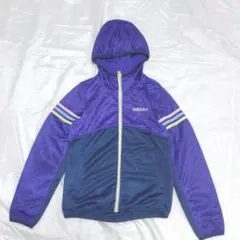 130［adidas］ フード付きジャージジャケット　パープル　ドット柄